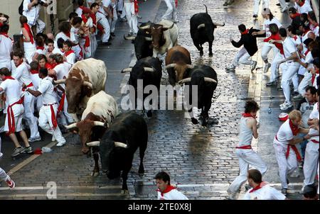 madrid, 8-7-09.-san fermin festivités 2009;50 ans d'ernest hemingway;première série de taureaux des festivités-photo ernesto acute.archdc. Crédit : Album / Archivo ABC / Ernesto Agudo Banque D'Images