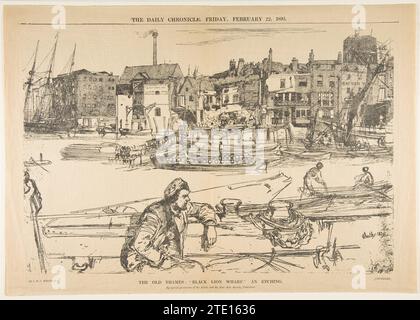 The Old Thames : 'Black Lion Wharf', an Etching 1985 de James McNeill Whistler Banque D'Images