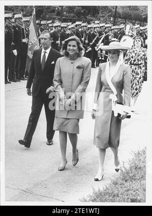 04/20/1987. Les Princes de Galles, à Madrid. Ils ont été reçus au palais El Pardo par leurs Altesses Royales les Infantes Elena et Cristina. Crédit : Album / Archivo ABC / Jaime Pato Banque D'Images