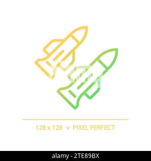 Icône de missile à gradient simple Perfect pixel en ligne fine 2D. Illustration de Vecteur