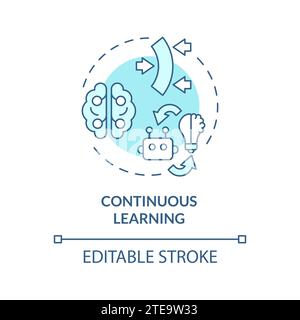 Concept d'icône d'apprentissage continu bleu simple en ligne fine Illustration de Vecteur