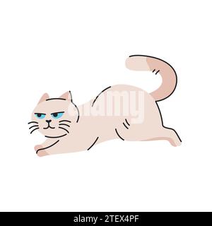 Le chat exécute l'élément de couleur. Animal mignon de dessin animé. Illustration vectorielle de dessin à la main isolée. Illustration de Vecteur