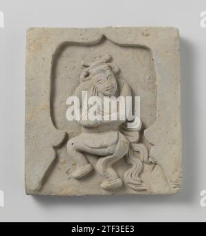 Tuile avec acteur dansant, Anonyme, c. 1100 - c. 1400 tuile d'une tombe avec une performance d'un acteur dansant avec Klepper. Shanxi Stoneware Tile d'une tombe avec une performance d'un acteur dansant avec Klepper. Grès Shanxi Banque D'Images