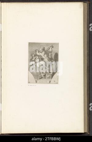 Libische Sibille, Adam sculpteurs, d'après Michel-Ange, c. 1585 le libyen Sibille, assis et tourné à gauche. Derrière elle un gros livre qu'elle soulève des deux mains. Deux enfants avec un rouleau à gauche. Une des sibilles de la peinture de plafond de Michel-Ange. Titre en Submarga et numéroté en bas à droite : 22. L'impression fait partie d'un album. Imprimeur : ItaliaFter peinture par : Cité du Vatican gravure sur papier la sibille libyenne, assise et tournée vers la gauche. Derrière elle un gros livre qu'elle soulève des deux mains. Deux enfants avec un rouleau à gauche. Une des sibilles de Michelan Banque D'Images