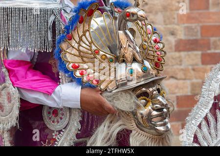 09-09-2023- Italie, Lombardie, Crema, Communauté bolivienne célébrer pendant la Vierge de Guadalupe, danseurs boliviens Banque D'Images