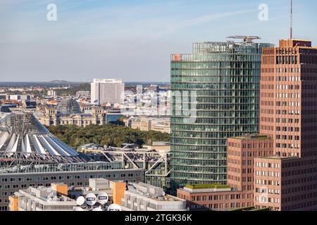 Une photo de la Potsdamer Platz vue d'en haut. Banque D'Images