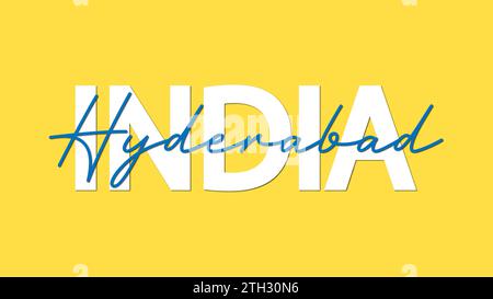 Hyderabad en Inde typographie calligraphie illustration vectorielle sur fond jaune Illustration de Vecteur