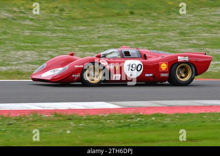 Scarperia, 2 avril 2023 : Ferrari 312 P année 1969 ex Pedro Rodriguez en action lors du Mugello Classic 2023 au Mugello circuit en Italie. Banque D'Images