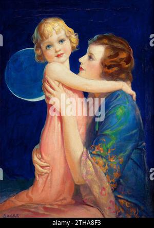 WILLIAM FULTON SOARE (AMÉRICAIN, 1896-1940). Mère et enfant. Huile sur toile Banque D'Images