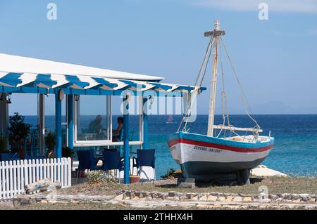 Le capitaine John Taverna, la baie de Kamari, Kefalos, Kos (Cos), du Dodécanèse, Grèce, région sud de la Mer Egée Banque D'Images