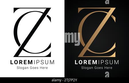 Design initial de luxe ZC ou CZ Monogram Text Letter logo Design Illustration de Vecteur