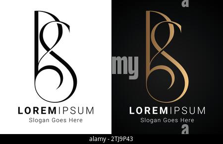 Logo de lettre de texte de luxe initial SP ou PS Monogram Illustration de Vecteur
