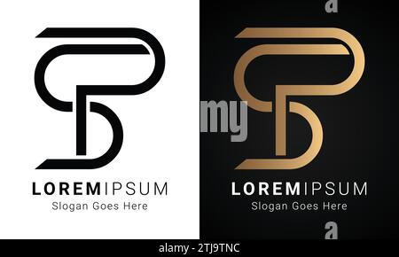 Logo de lettre de texte de luxe initial SP ou PS Monogram Illustration de Vecteur