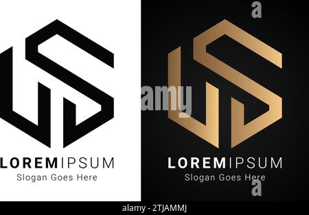 Logo de luxe initial LS ou SL à lettre textuelle monogramme Illustration de Vecteur
