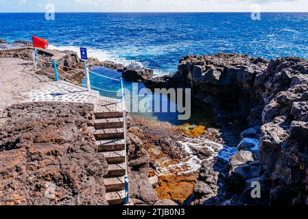 Piscines d'eau de mer El Charco Azul. San Andrés y sauces, la Palma, Santa Cruz de Tenerife, Islas Canarias, Espagne, Banque D'Images