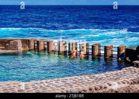 Piscines d'eau de mer El Charco Azul. San Andrés y sauces, la Palma, Santa Cruz de Tenerife, Islas Canarias, Espagne, Banque D'Images