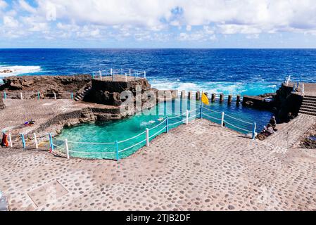 Piscines d'eau de mer El Charco Azul. San Andrés y sauces, la Palma, Santa Cruz de Tenerife, Islas Canarias, Espagne, Banque D'Images