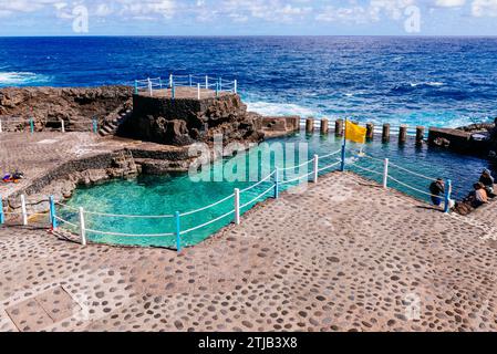 Piscines d'eau de mer El Charco Azul. San Andrés y sauces, la Palma, Santa Cruz de Tenerife, Islas Canarias, Espagne, Banque D'Images