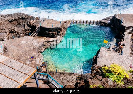 Piscines d'eau de mer El Charco Azul. San Andrés y sauces, la Palma, Santa Cruz de Tenerife, Islas Canarias, Espagne Banque D'Images