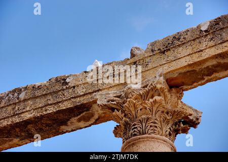 L'amphithéâtre romain de Jerash (arabe : جرش Ǧaraš ; grec : Γέρασα, romanisé : Gérasa ; grec attique : [gérasa], Koinē grec : [ˈgerasa]) est une ville du nord de la Jordanie. La ville est le centre administratif du gouvernorat de Jerash, et a une population de 50 745 habitants en 2015. Il est situé à 48 kilomètres (30 mi) au nord de la capitale Amman. Crédit : JHelebrant Banque D'Images