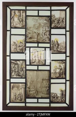 Neuf fenêtres avec des représentations de la vie du Christ, Anonyme, c. 1580 - c. 1620 neuf fenêtres avec des représentations de la vie du Christ. Appartient au groupe avec inv. Non BK-NM-4792-A à d. est maintenant dans un panneau avec inv. Non BK-NM-4795-A et BK-NM-8086 et forme BK-VIII (qui se compose de onze fenêtres). verre. plomb (métal). tache argentée. Neuf fenêtres avec des spectacles de la vie du Christ. Appartient au groupe avec inv. Non BK-NM-4792-A à d. est maintenant dans un panneau avec inv. Non BK-NM-4795-A et BK-NM-8086 et forme BK-VIII (qui se compose de onze fenêtres). verre. l Banque D'Images