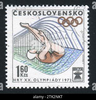 TCHÉCOSLOVAQUIE - CIRCA 1972 : timbre imprimé par la Tchécoslovaquie, montre plongée, circa 1972 Banque D'Images