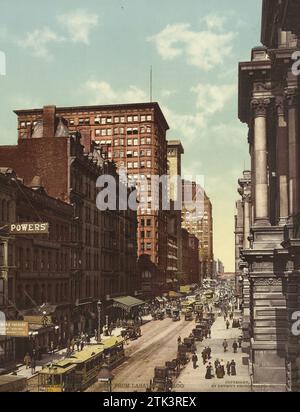 Randolph Street à l'est de LaSalle, Chicago, Illinois 1900. Banque D'Images