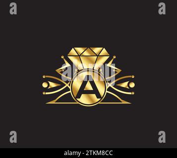 Une lettre de luxe diamant avec Golden Color Company logo Design Illustration de Vecteur
