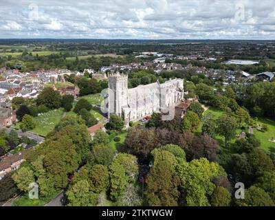 Christchurch Priory Dorset UK drone, aérien Banque D'Images