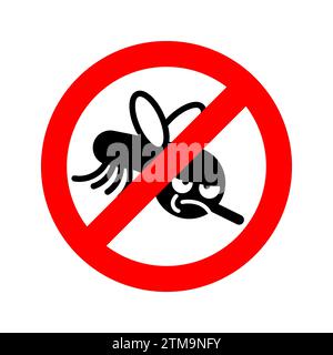 Arrêtez Mosquito. Moustiques dangereux. Panneau d'interdiction rouge Illustration de Vecteur