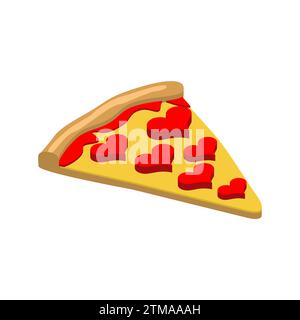 L'amour de la pizza. Morceau de pizza avec coeur. Signe pour pizzeria. Illustration de Vecteur