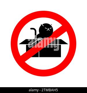 Signe Stop Cat in box. Interdire les animaux dans la boîte en carton attention! Dangerous House pour symbole de chat Illustration de Vecteur