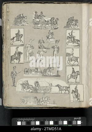 Magazine d'albums avec diverses performances, 1814 - 1869 Magazine d'albums avec 15 performances découpées à partir d'estampes principalement folkloriques, y compris de soldats à cheval. Nijmegen papier snipping Album magazine avec 15 performances découpées à partir de tirages principalement folkloriques, y compris de soldats à cheval. Extrait de papier Nijmegen Banque D'Images