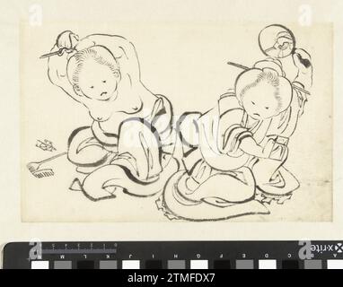 Deux femmes qui coupent, Katsushika Hokusai (attribué à), 1780 - 1849 Japan paper Japan paper Banque D'Images