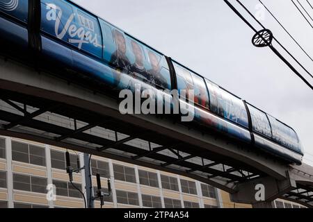 Vue générale du monorail de Las Vegas à Las Vegas, Nevada, États-Unis. Photo prise le 11 décembre 2023. © Belinda Jiao jiao.bilin@gmail.com 075989312 Banque D'Images