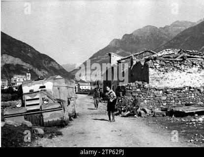 08/31/1937. Orna (Huesca), la ville située entre Huesca et Jaca, qui, en tombant au pouvoir des républicains, coupa la communication ferroviaire entre ces deux redoutes nationales. Crédit : Album / Archivo ABC / Agullo Padros Banque D'Images