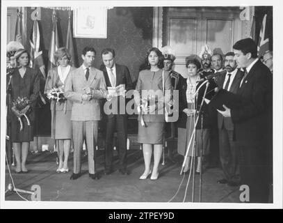 04/22/1987. Les Princes de Galles lors de leur visite à Salamanque. Crédit : Album / Archivo ABC Banque D'Images