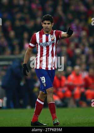 MADRID. 11 janvier 2014. Diego Costa lors du match de Ligue entre l'Atletico Madrid et Barcelone au stade Vicente Calderon. Image Oscar del Pozo ARCHDC. Crédit : Album / Archivo ABC / Oscar del Pozo Banque D'Images