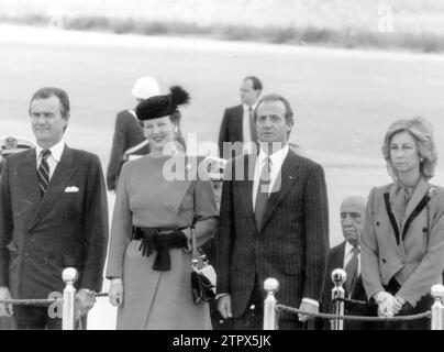 10/24/1983. Les rois du Danemark en visite en Espagne avec les rois. Crédit : Album / Archivo ABC / Jaime Pato Banque D'Images