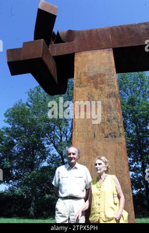 08/24/2000. Interview de San Sebastian avec Chillida photo Daniel Garcia Lopez Archdc - au musée Chillida Leku avec les œuvres d'Eduardo Chillida à Hernani. Crédit : Album / Archivo ABC / Daniel G. López Banque D'Images