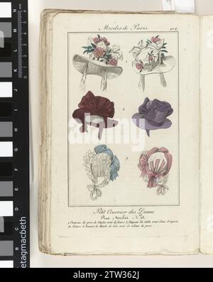 Petit mail des dames non 8, 1824 tirage du magazine de mode petit courrier des Dames (1821-1868). Gravure sur papier impression du magazine de mode petit courrier des Dames (1821-1868). gravure sur papier Banque D'Images