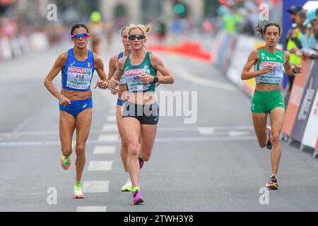 Ann Marie McGlynn (Irlande), Anna Incerti (Italie), Susana Cunha (Portugal). Marathon féminin. Championnats d'Europe Munich 2022 Banque D'Images