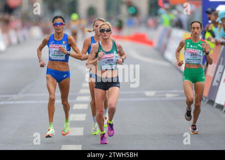 Ann Marie McGlynn (Irlande), Anna Incerti (Italie), Susana Cunha (Portugal). Marathon féminin. Championnats d'Europe Munich 2022 Banque D'Images