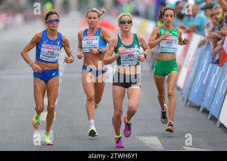 Ann Marie McGlynn (Irlande), Anna Incerti (Italie), Susana Cunha (Portugal). Marathon féminin. Championnats d'Europe Munich 2022 Banque D'Images