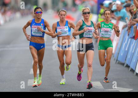 Ann Marie McGlynn (Irlande), Anna Incerti (Italie), Susana Cunha (Portugal). Marathon féminin. Championnats d'Europe Munich 2022 Banque D'Images