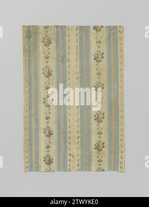 Fragment multicolore, soie rayée pékin, anonyme, 1750 un extrait de soie rayée bleue et blanche, entre lesquels bouquets colorés et traits. Note : 0,2 cm, reliure simple. France Silk un extrait de soie rayée bleue et blanche, entre lesquels bouquets colorés et traits. Note : 0,2 cm, reliure simple. France Silk Banque D'Images