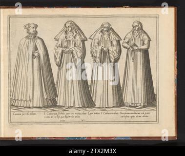 Quatre nonnes de l'ordre de Saint Catharina, en ou avant 1581 Prent a expédié Het Boek 'All the Near Europe, Asia, Aphric and America nations attitude ...', 1581. Le prent Maakt deel a expédié l'album van een. Gravure sur papier Prent expédié Het Boek 'toute la proche Europe, Asie, Aphric et Amérique nations attitude ...', 1581. Le prent Maakt deel a expédié l'album van een. gravure sur papier Banque D'Images