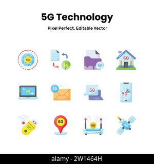 Révolutionnez vos conceptions avec nos icônes de réseau 5G inspirez l'innovation et véhiculez l'essence de la technologie de pointe à travers une collection organisée de Illustration de Vecteur