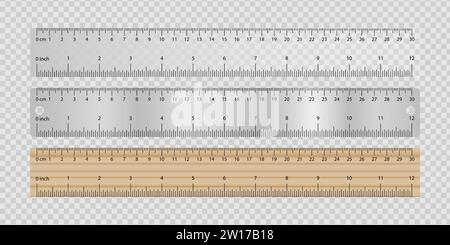 Ensemble de règles sur l'illustration de fond transparent. Centimètre, école, mesure, ligne, dessin, mathématiques, géométrie, mètre longueur compas Vect Illustration de Vecteur