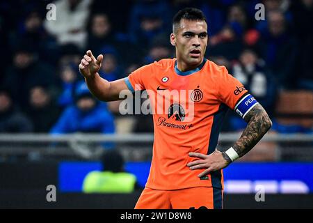 Milan, Italie, 20/12/2023, Lautaro Martinez du FC Internazionale fait des gestes lors du match de football italien de la Coppa Italia FC Internazionale vs Bologne au stade San Siro de Milan, Italie le 20 décembre 2023 crédit : Piero Cruciatti/Alamy Live News Banque D'Images